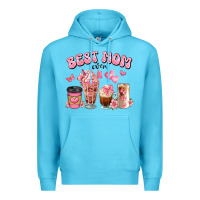 Ocean Blue best mom ever floral coffee cups Premium Hoodie - JahusDesignShop