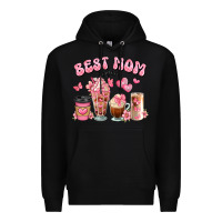 Black best mom ever floral coffee cups Premium Hoodie - JahusDesignShop