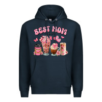 Navy best mom ever floral coffee cups Premium Hoodie - JahusDesignShop