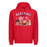 Red best mom ever floral coffee cups Premium Hoodie - JahusDesignShop