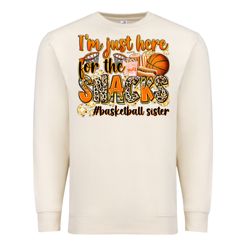 Im Just Here For The Snacks Basketball Sister Premium Sweatshirt by Zillion Design Studio | Teevron