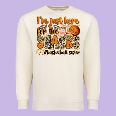 Im Just Here For The Snacks Basketball Sister Premium Sweatshirt Designed By Zillion Design Studio