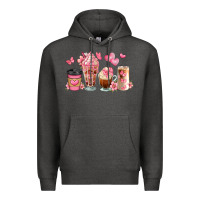 Charcoal Heather floral coffee cups Premium Hoodie - JahusDesignShop