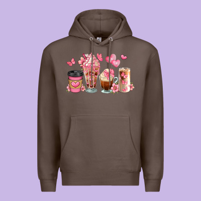 Floral Coffee Cups Premium Hoodie Designed By Jahusdesignshop