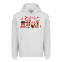 Dove Grey floral coffee cups Premium Hoodie - JahusDesignShop