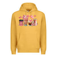 Mustard floral coffee cups Premium Hoodie - JahusDesignShop