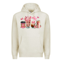 Oatmeal Heather floral coffee cups Premium Hoodie - JahusDesignShop