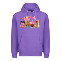 Purple floral coffee cups Premium Hoodie - JahusDesignShop