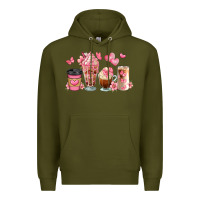 Army Green floral coffee cups Premium Hoodie - JahusDesignShop
