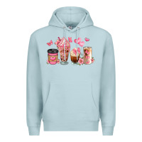 Blue Mist floral coffee cups Premium Hoodie - JahusDesignShop