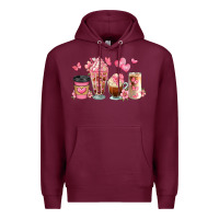Burgundy floral coffee cups Premium Hoodie - JahusDesignShop