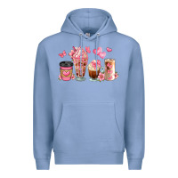 Colony Blue floral coffee cups Premium Hoodie - JahusDesignShop