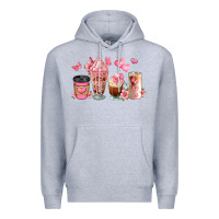 Heather Grey floral coffee cups Premium Hoodie - JahusDesignShop