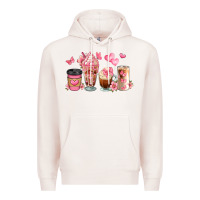 Pale Pink floral coffee cups Premium Hoodie - JahusDesignShop