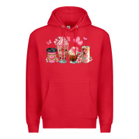Red floral coffee cups Premium Hoodie - JahusDesignShop