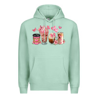Seafoam floral coffee cups Premium Hoodie - JahusDesignShop