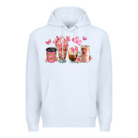 White floral coffee cups Premium Hoodie - JahusDesignShop