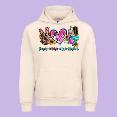 Peace Love Hair Stylist Urban Hoodie Designed By Adodesignshop