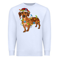 White Dachshund Christmas Lights Premium Sweatshirt - RanaPortraitStore