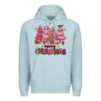 Blue Mist pink christmas trees Premium Hoodie - AdoDesignShop