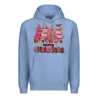 Colony Blue pink christmas trees Premium Hoodie - AdoDesignShop