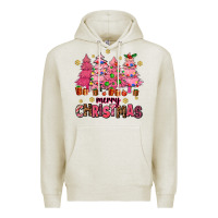 Oatmeal Heather pink christmas trees Premium Hoodie - AdoDesignShop