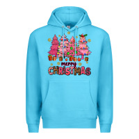 Ocean Blue pink christmas trees Premium Hoodie - AdoDesignShop