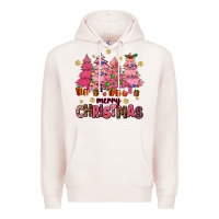 Pale Pink pink christmas trees Premium Hoodie - AdoDesignShop