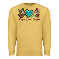 Antique Gold peace love cowgirl Premium Sweatshirt - texasbilliewilder