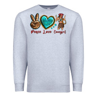 Heather Grey peace love cowgirl Premium Sweatshirt - texasbilliewilder