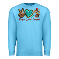 Ocean Blue peace love cowgirl Premium Sweatshirt - texasbilliewilder