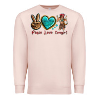 Pale Pink peace love cowgirl Premium Sweatshirt - texasbilliewilder