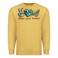 Antique Gold peace love freebird Premium Sweatshirt - texasbilliewilder
