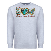 Heather Grey peace love freebird Premium Sweatshirt - texasbilliewilder