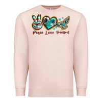 Pale Pink peace love freebird Premium Sweatshirt - texasbilliewilder