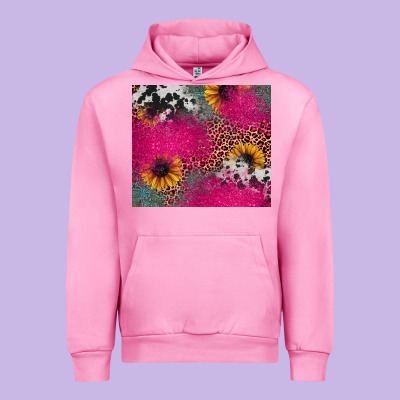 Pink Glitter Leopard Cowhide Urban Hoodie Designed By Jahusdesignshop