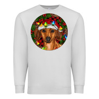 Dove Grey Christmas Dachshund Premium Sweatshirt - RanaPortraitStore
