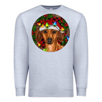Heather Grey Christmas Dachshund Premium Sweatshirt - RanaPortraitStore