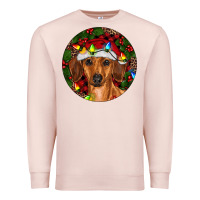 Pale Pink Christmas Dachshund Premium Sweatshirt - RanaPortraitStore