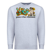 Heather Grey peace love st. bernard Premium Sweatshirt - texasbilliewilder