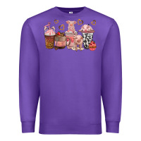 Purple pigs coffee cups Premium Sweatshirt - texasbilliewilder