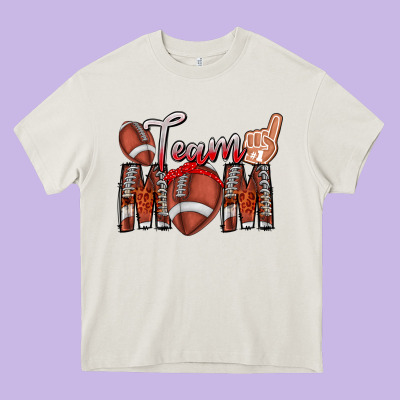 Team Mom Heavy Core Tee Designed By Cowhidedigitalart