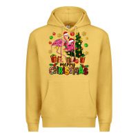 Antique Gold flamingo merry christmas Premium Hoodie - AdoDesignShop