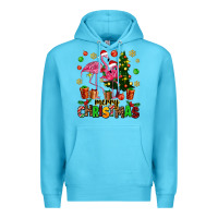 Ocean Blue flamingo merry christmas Premium Hoodie - AdoDesignShop