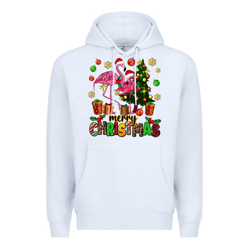 Flamingo Merry Christmas Premium Hoodie by AdoDesignShop | Teevron