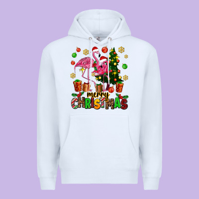 Flamingo Merry Christmas Premium Hoodie Designed By Adodesignshop