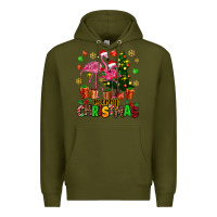 Army Green flamingo merry christmas Premium Hoodie - AdoDesignShop