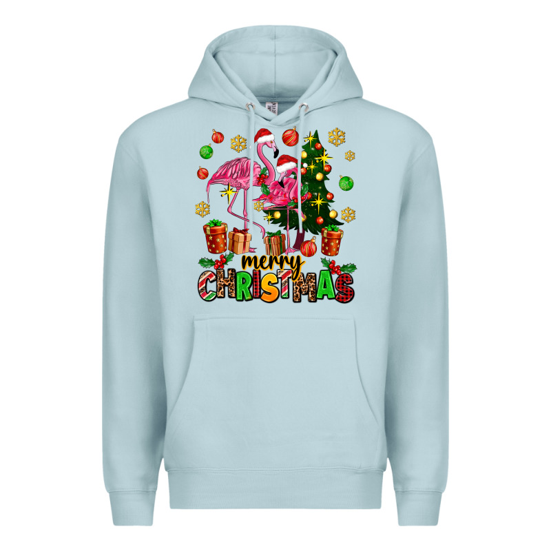 Flamingo Merry Christmas Premium Hoodie by AdoDesignShop | Teevron