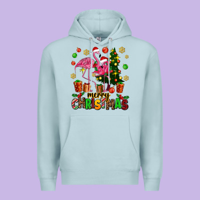 Flamingo Merry Christmas Premium Hoodie Designed By Adodesignshop