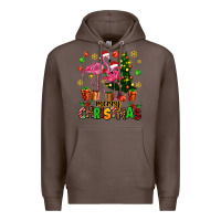 Coffee flamingo merry christmas Premium Hoodie - AdoDesignShop